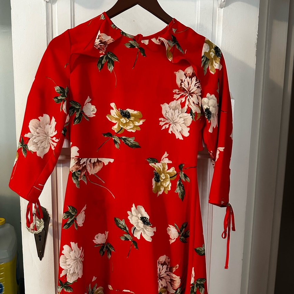 Topshop Red Floral Dress